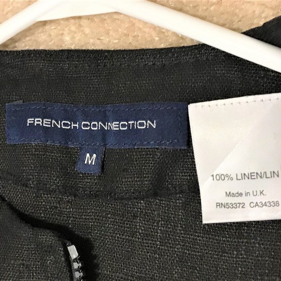French Connection Women Black Zipper Neck 100% Linen Tunic Size M Made in UK - Picture 4 of 7